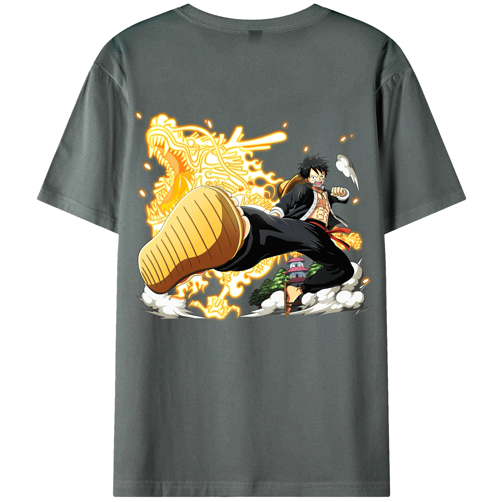 ワンピース モンキー・D・ルフィ ONE PIECE Monkey D. Luffy 綿100％ メンズ半袖Tシャツ（バックプリント） 通気性